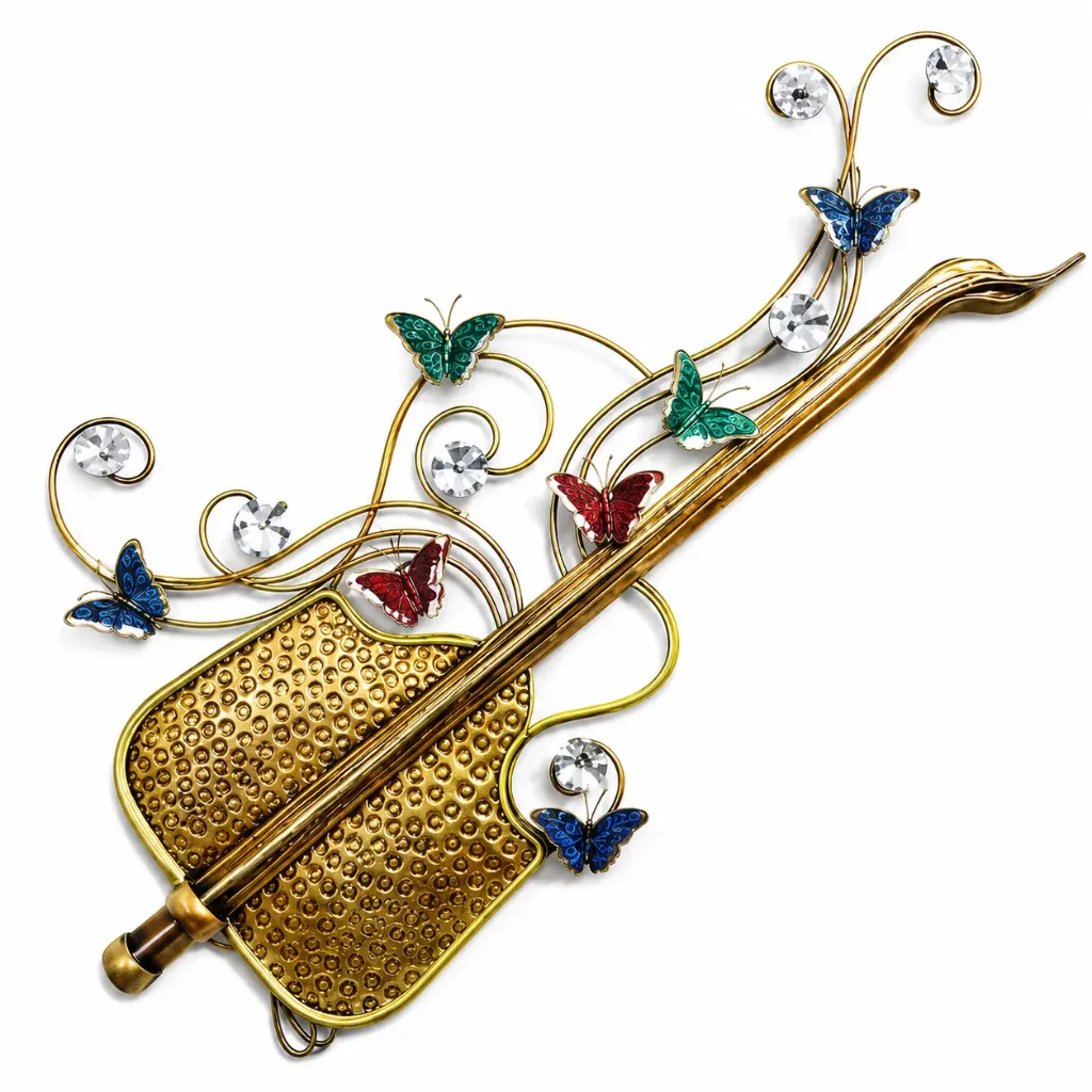 Luxury Golden Butterfly Violin Metal Decor