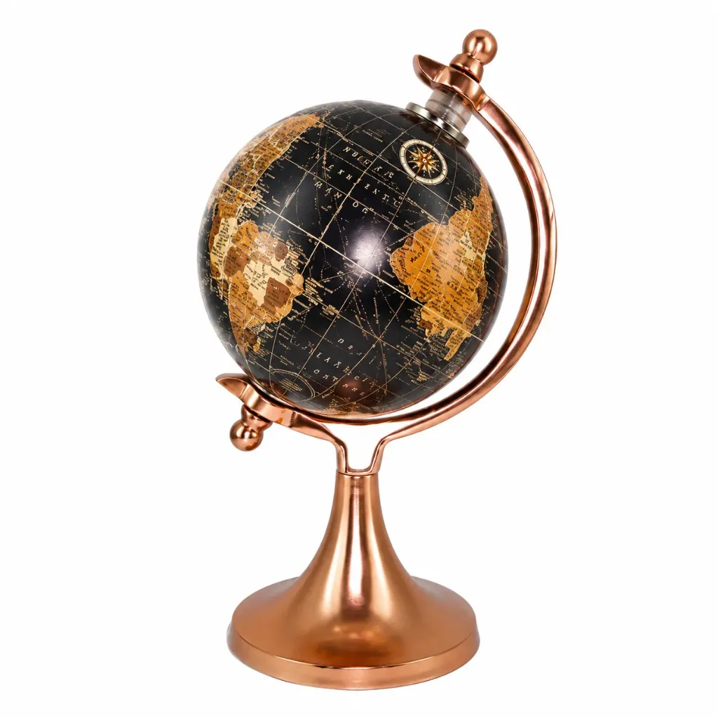 Antique Rose Gold World Globe Table Decor Showpiece for Home & Office
